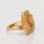 21 Carat Ruby Stone Filigree Gold Ring for Women