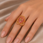 21 Carat Ruby Stone Filigree Gold Ring for Women - Image 2